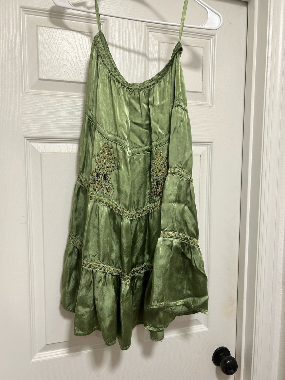 Vintage Rare Y2K Derek Heart Green Beautifully Embellished Gypsy Skirt Size M